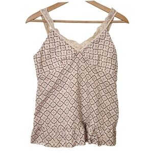 L.E.I.  Babydoll Tank Top Womens XL Cream Floral Lace Trim
Boho Y2K Inspired